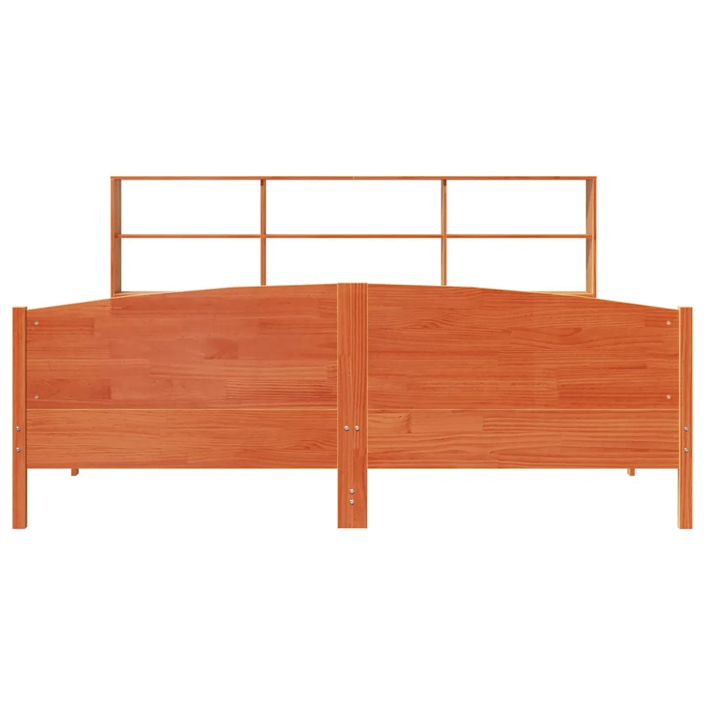 Letto Libreria senza Materasso Marrone Cera 200x200 cm in Pino 3323094