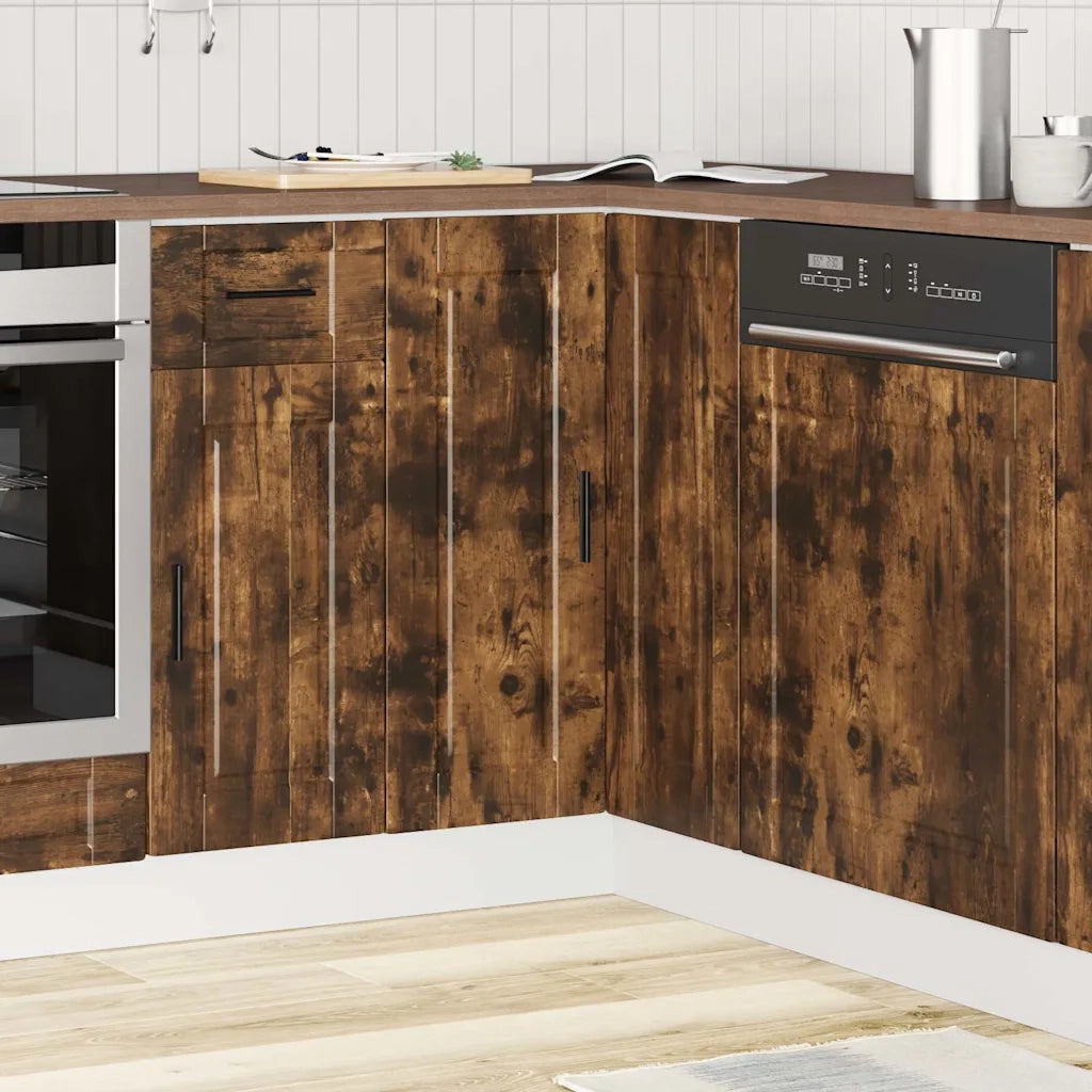 Pensile da cucina | Base ad Angolo Cucina Porto Rovere Fumo in Legno Multistrato