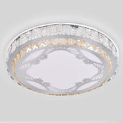 Trade Shop - Plafoniera Soffitto 65w ø50cm Led Tondo A Strati Cristalli Decorato Luce Fredda 63283 -
