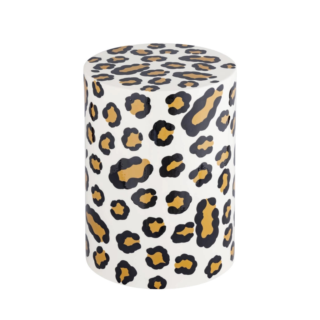 Tavolino da divano in acciaio smaltato, motivo leopardo, 46cm,