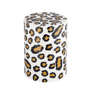 Tavolino da divano in acciaio smaltato, motivo leopardo, 46cm,