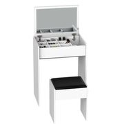 TAVOLO MAKE UP CON SGABELLO VANO CONTENITORE E SPECCHIO 60,2X40,2XH79 CM BIANCO
