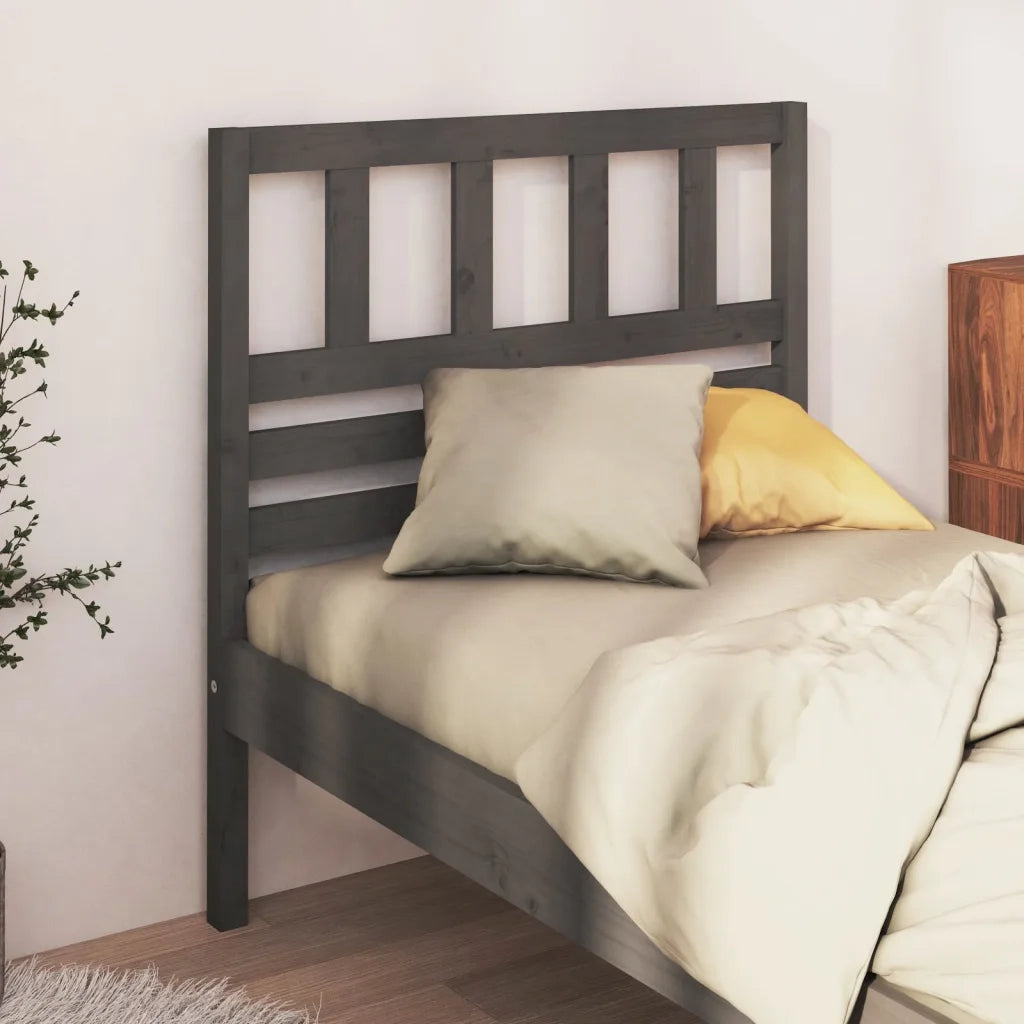 Testiera | Testata per Letto Grigia 106x4x100cm in Legno Massello di Pino
