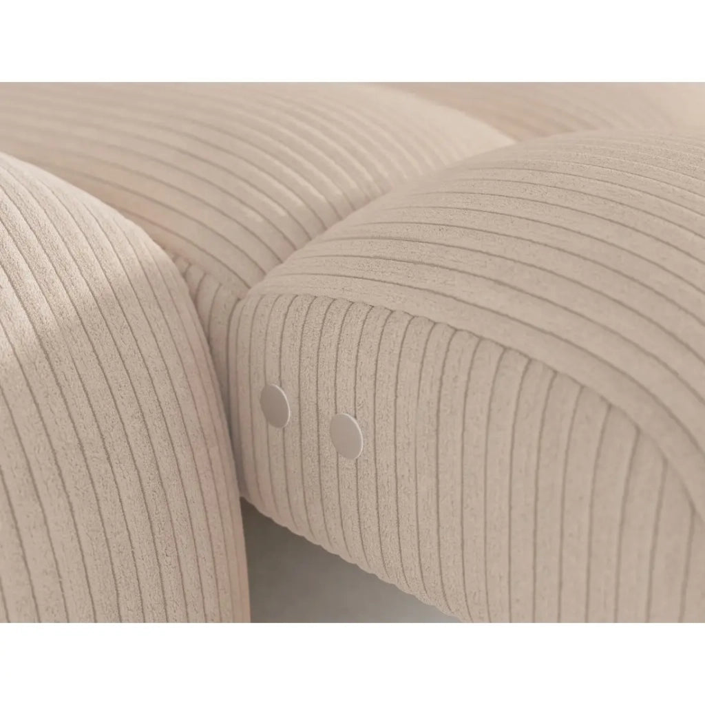 Divano angolare convertibile BULLA 3 posti beige angolo destro - velluto a coste con estensione della seduta elettrica