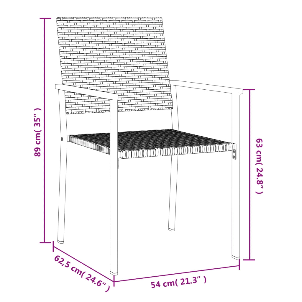 Set da Pranzo da Giardino 5 pz in Polyrattan e Acciaio