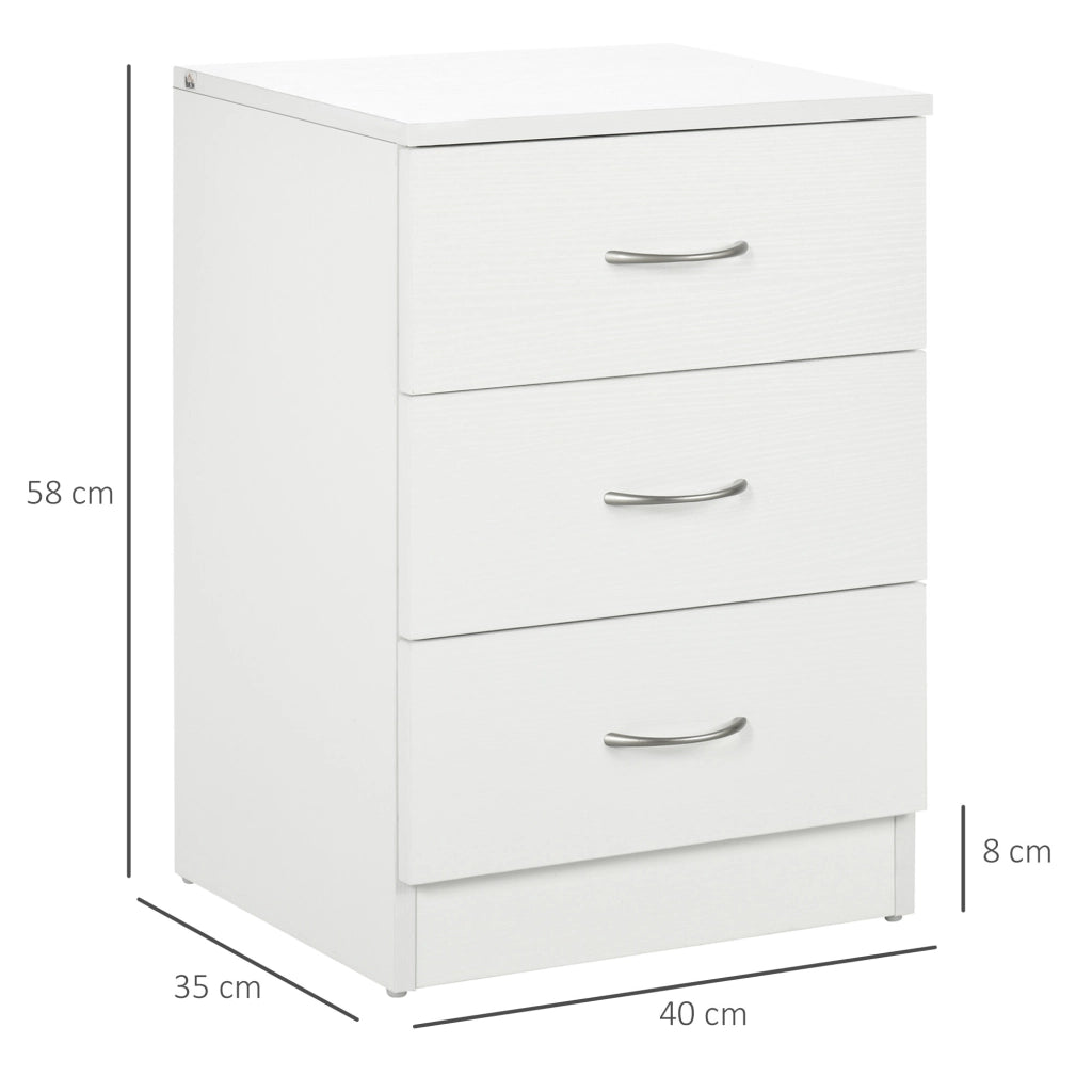 Comodino con 3 Cassetti ¨C Zephmum ¨C Bianco 40x35x58 cm