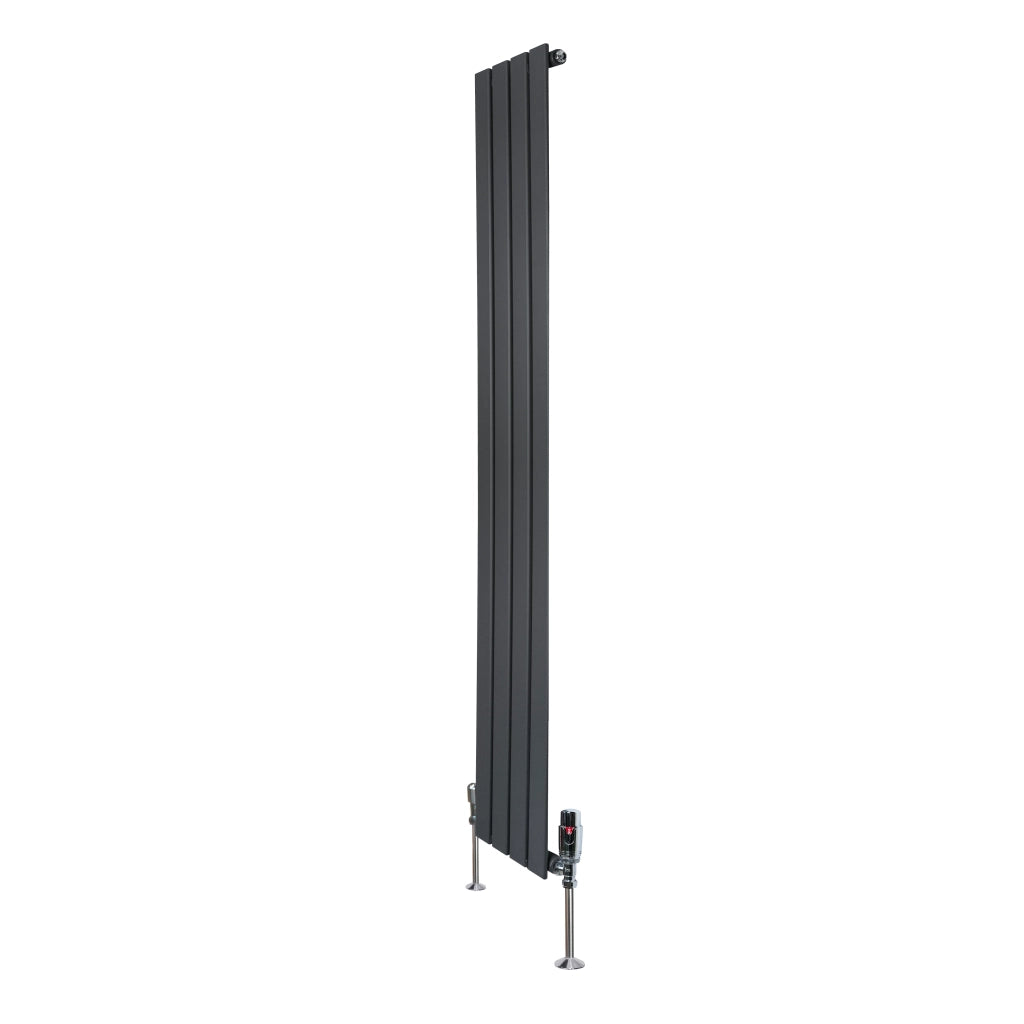 Radiatore Verticale 1600 x 280 mm con Valvole TRV Grigio Antracite