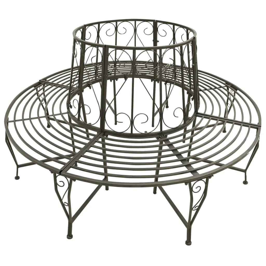 Panca da giardino mobile da giardino per esterni circolare terrazza da giardino 160 x 89 cm acciaio grigio argento 02_0011118