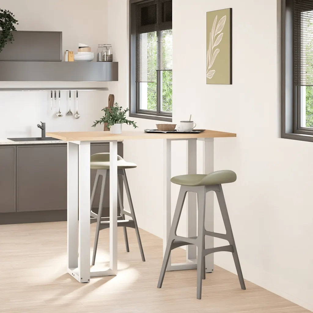 Gambe per tavolo da bar a forma di T 2 pz bianche 40x35x(110-111) cm in acciaio 4013097