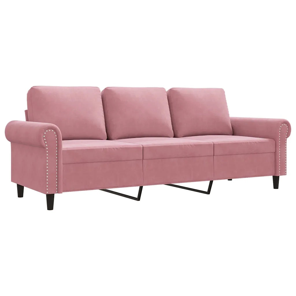 Divano a 3 Posti rosa 180 cm in Vellutocod mxl 134746