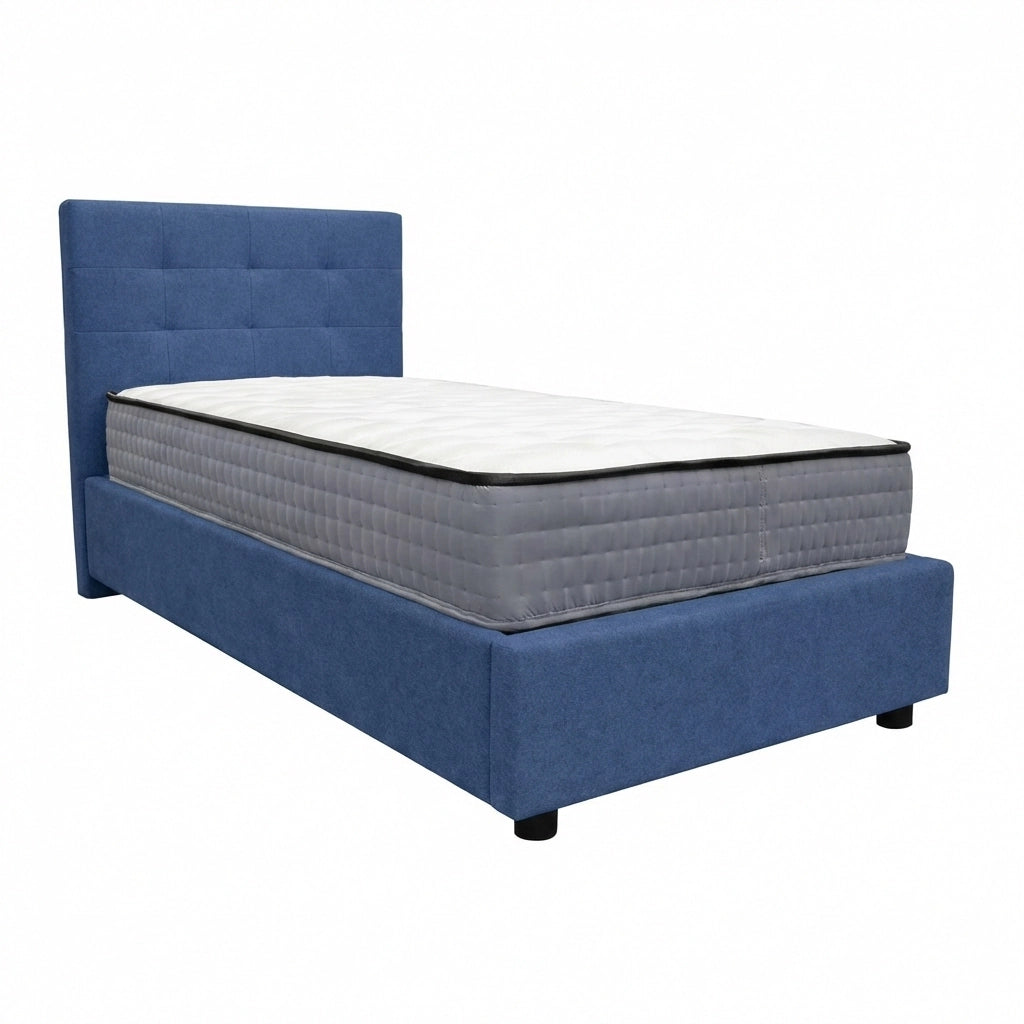 Letto contenitore singolo 80x190 cm con rete ortopedica a doghe, tessuto Enjoy, made in Italy - 57 Pacific