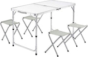 Tavolo da Campeggio Ripiegabile con Sedili - Tavolo da Giardino Adattabile per 4 Persone - 120 x 60 cm