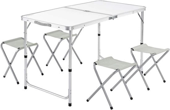 Tavolo da Campeggio Ripiegabile con Sedili - Tavolo da Giardino Adattabile per 4 Persone - 120 x 60 cm