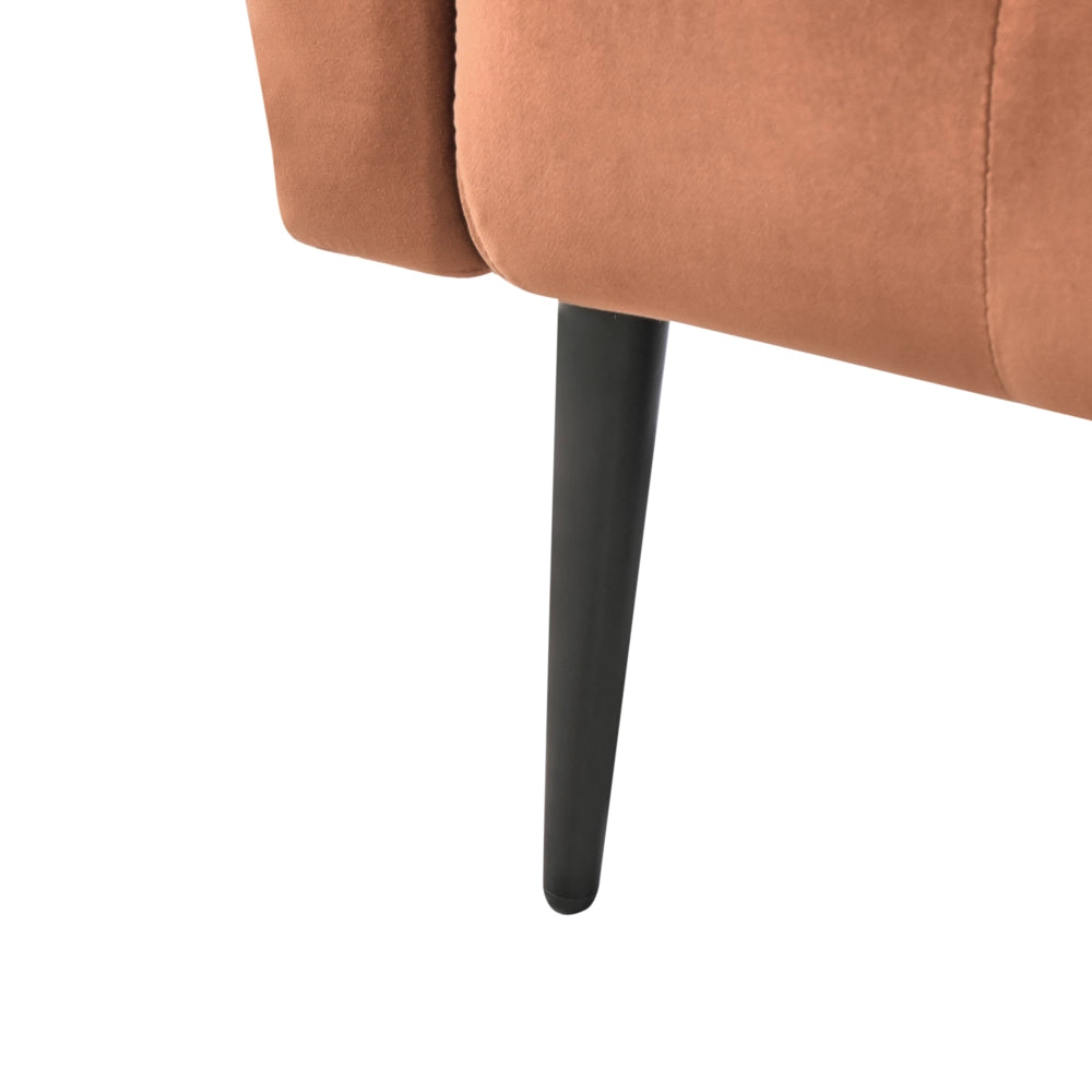 Chaise Longue in tessuto marrone dorato e Gambe con gambe in metallo dorato