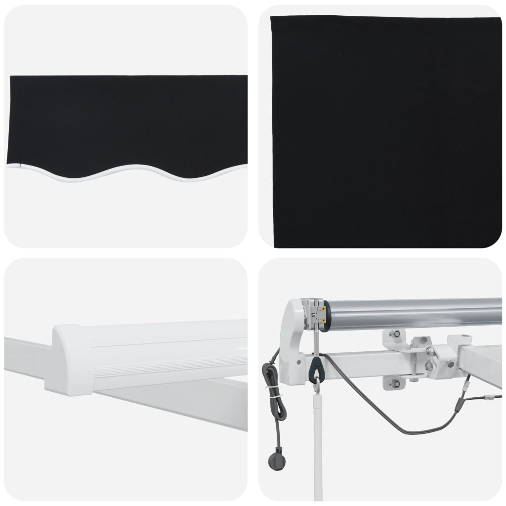 Tenda Retrattile Automatica con LED Nera 400x300 cm