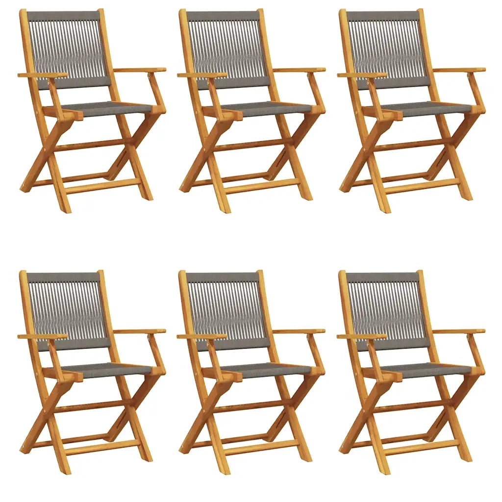Sedie da Giardino Pieghevoli 6pz Grigie Legno Massello Acacia 3214569