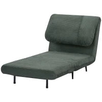 Poltrona Letto 2 in 1 Singola, Schienale Regolabile su 3 Livelli e Imbottito, Struttura in Legno e Acciaio