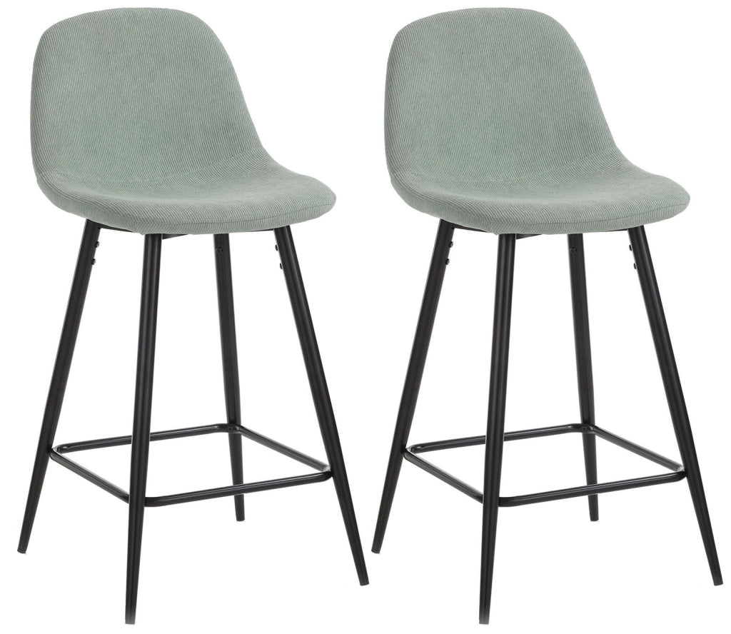 Set 2 Sgabelli 43x40x91,5 cm in Velluto Verde