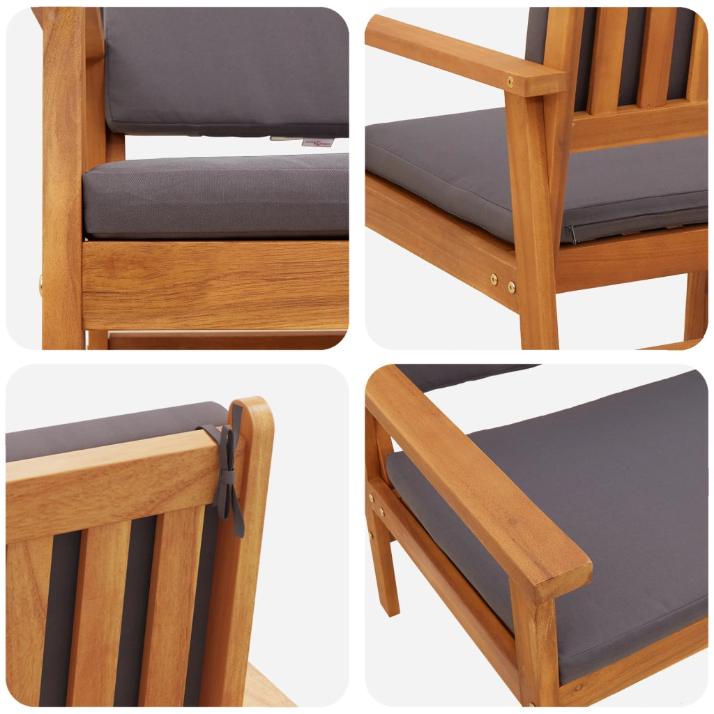 Sedia da giardino  2 pz con cuscini in legno massello di acacia
