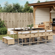 Set da Pranzo da Giardino 13 pz con Cuscini Beige in Polyrattan 3211342