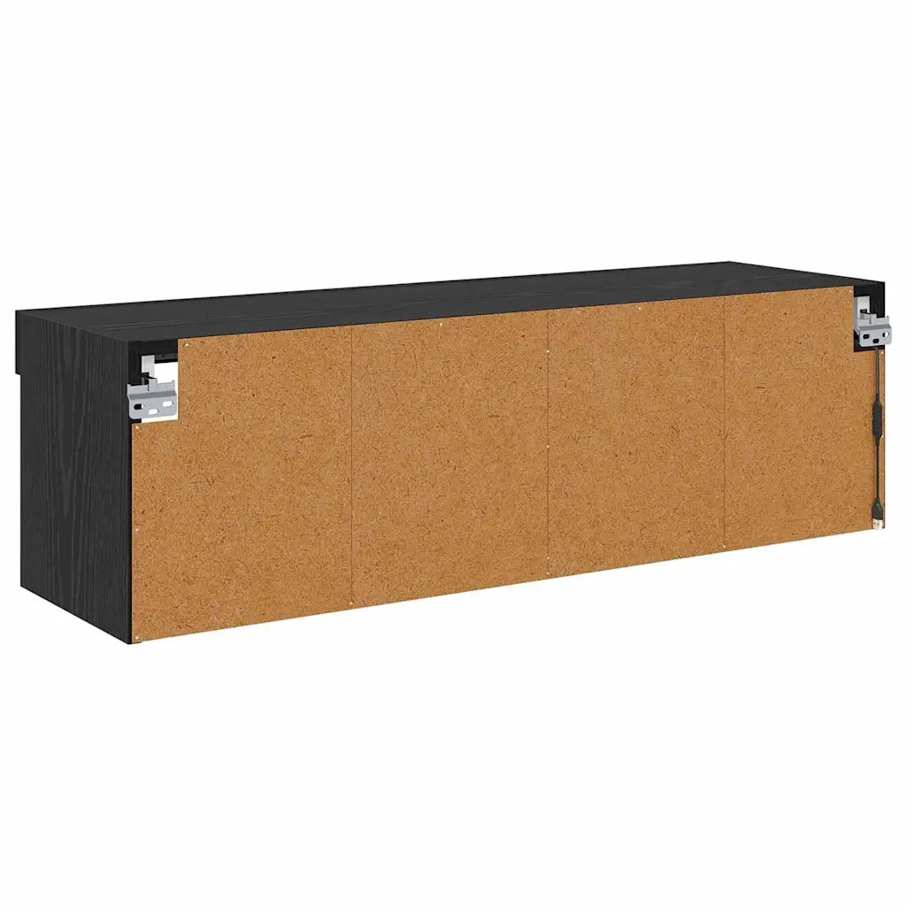 Mobile TV da parete con LED Rovere Nero 100 x 30 x 30 cm 882969
