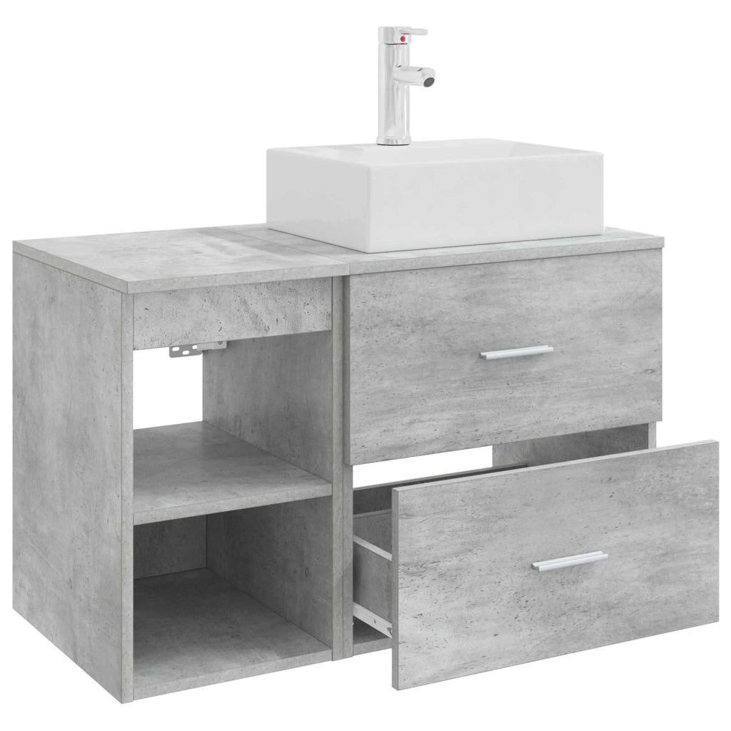 Set di mobili per il bagno 2 pcs Grigio Cemento 3403891