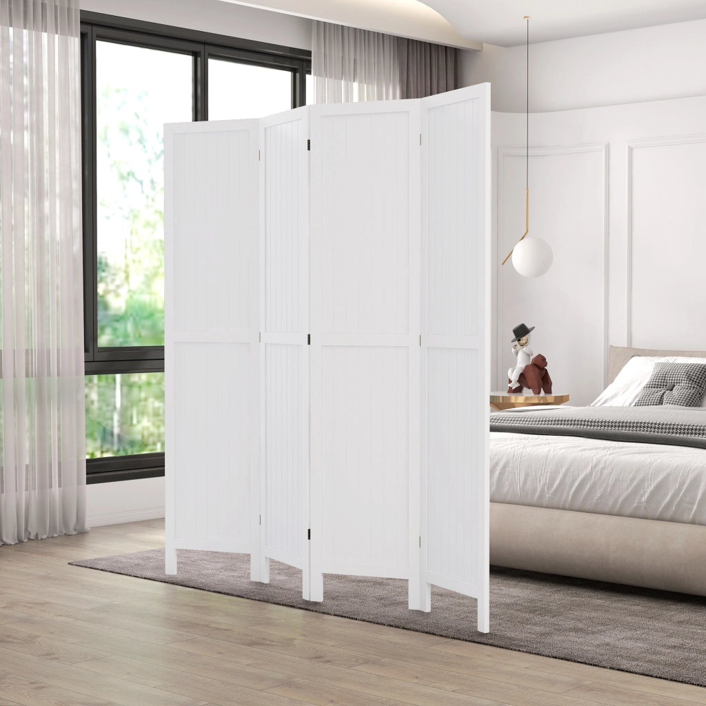 Paravento in legno ¨C zephmum ¨C 4 pannelli bianco 160x170 cm