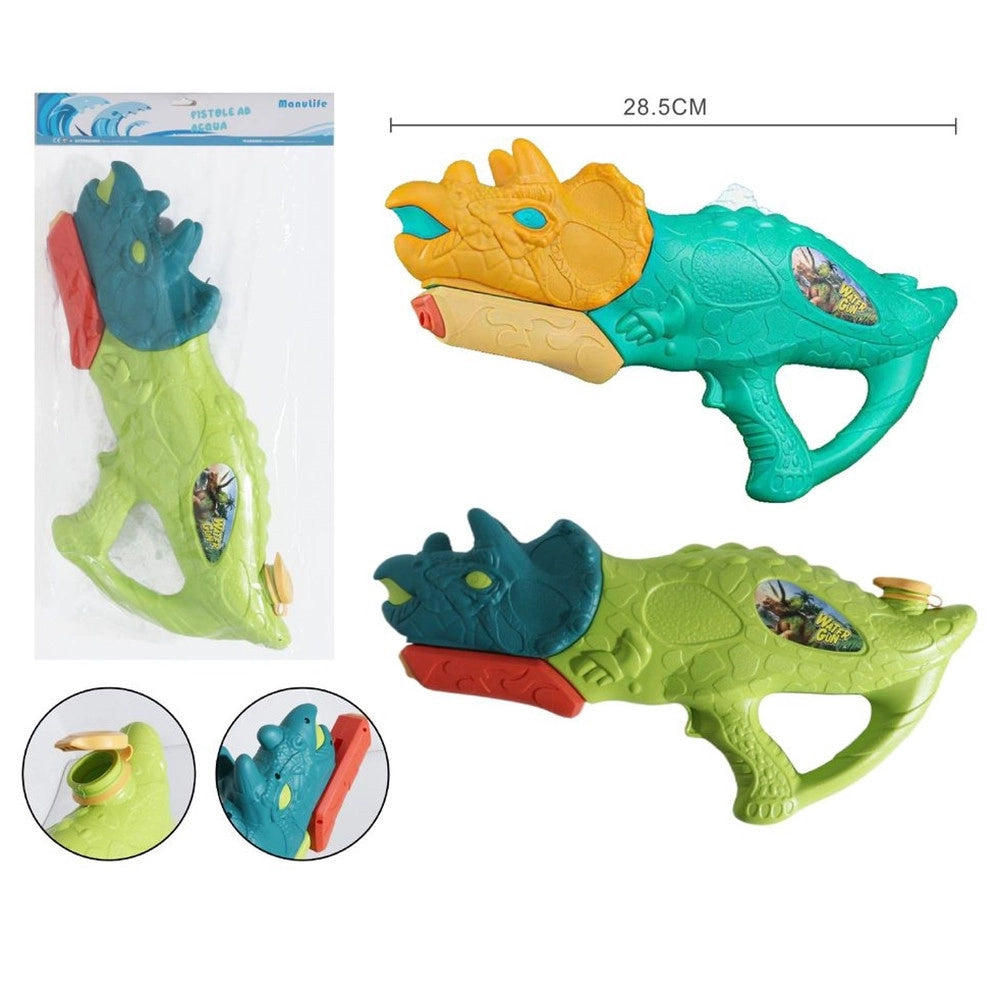 Trade Shop - Pistola Ad Acqua Per Bambini A Forma Di Dinosauro Triceratopo 28.5cm Gioco Estivo 618571 -
