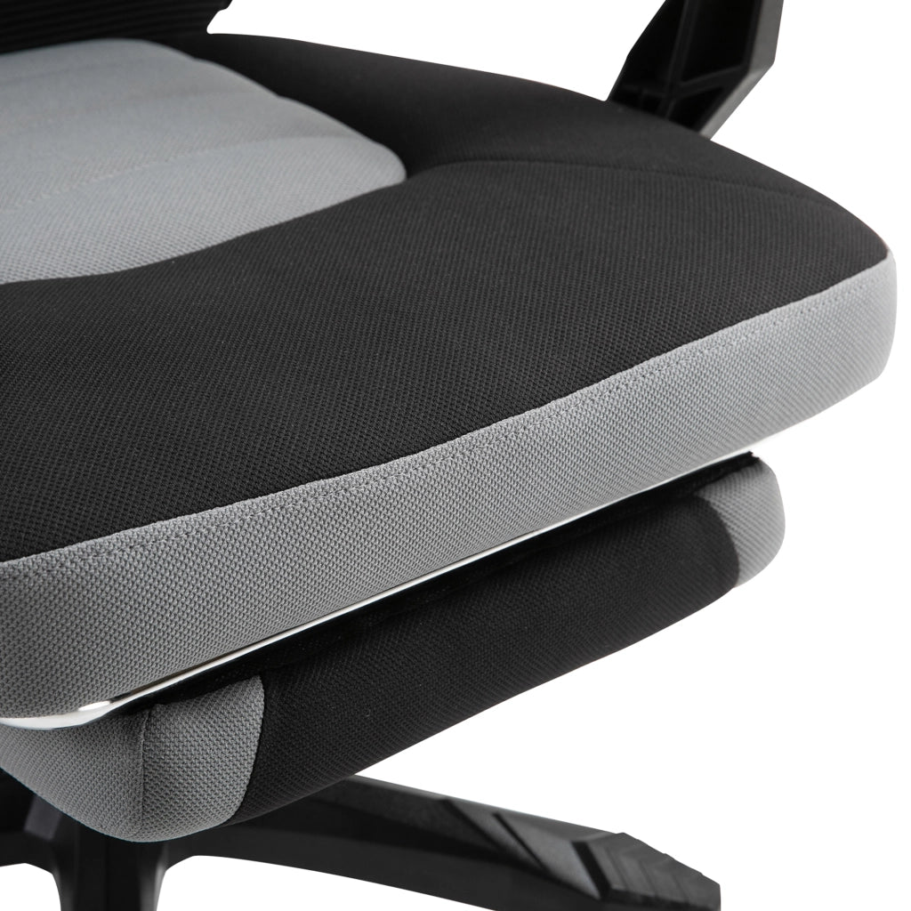 Sedia da Gaming Ergonomica con Schienale Reclinabile e Poggiapiedi Retrattile in Tessuto Grigio