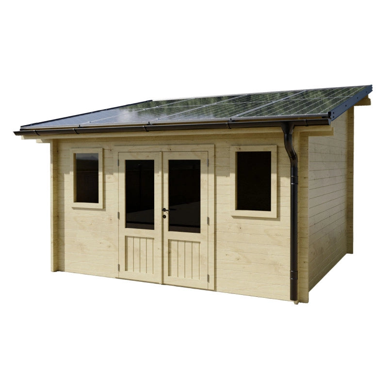 Casetta da giardino in legno 380x349 cm con fotovoltaico 4kW  Pareti 42 mm  8 pannelli fotovoltaici  LB4037.02 Foresta