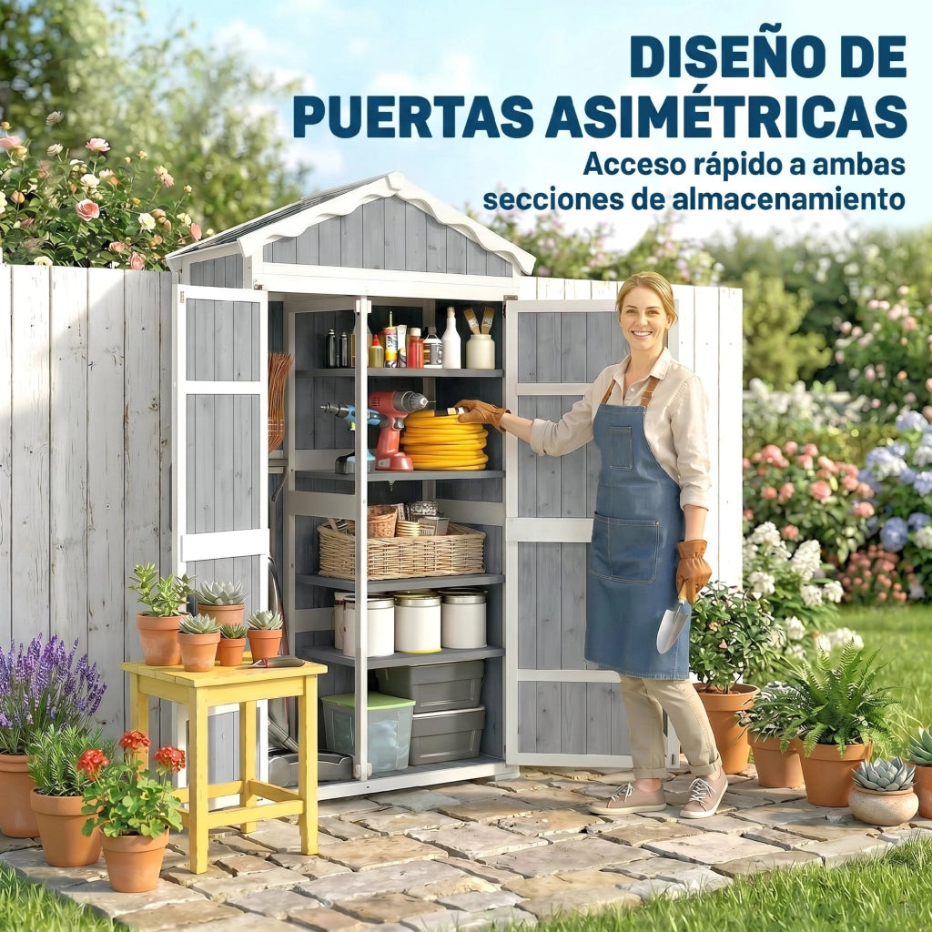 Armadio da Giardino in Legno ¨C zephmum ¨C Grigio 105x55x179 cm