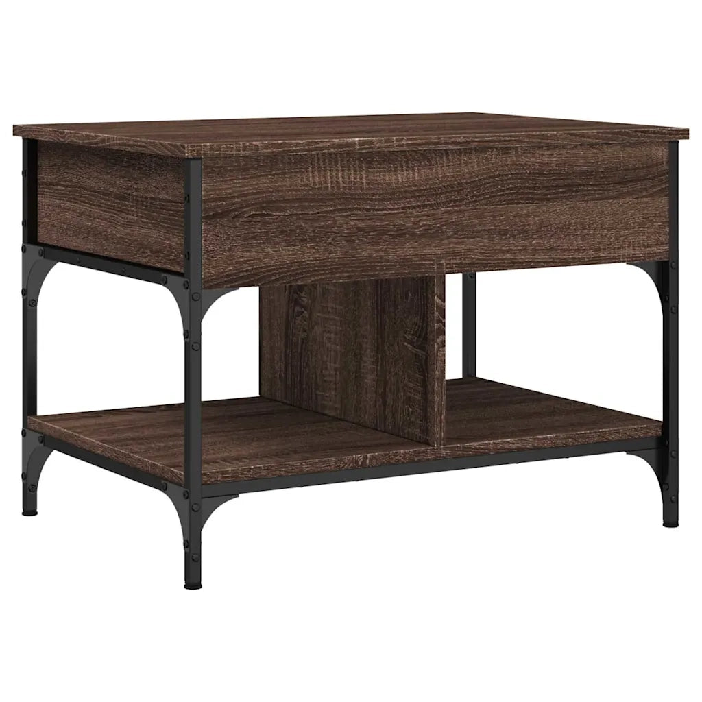 Tavolino Salotto Rovere Marrone 70x50x50cm Multistrato Metallo 845365