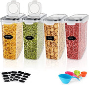 Set di contenitori per la dispensa, cassetti da cucina 4 in 1, contenitori a chiusura ermetica in plastica con coperchio, contenitore di dispensa BPA-free per cereali, contenitori per la conservazione di cereali/riso/pane/noci.