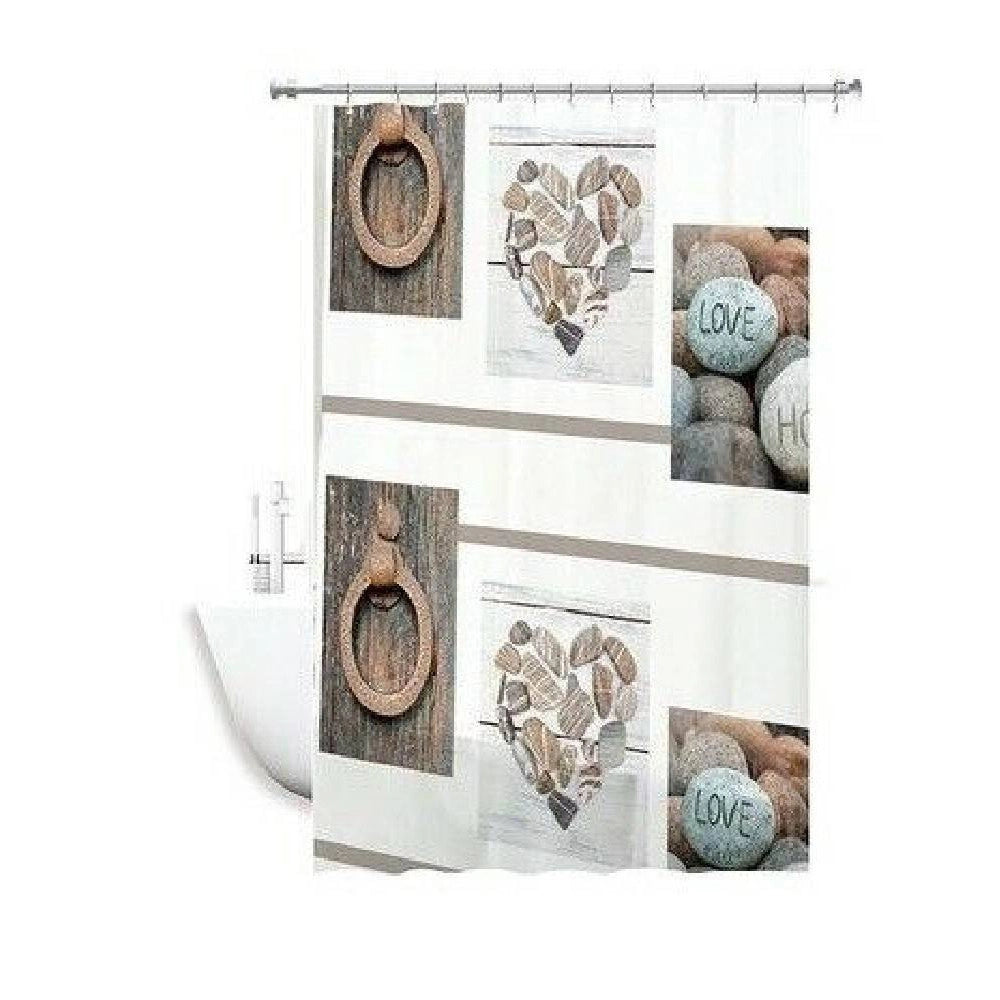 Trade Shop - Tenda Doccia Antimuffa Impermeabil 180x180cm Con Anelli Bagno Cuori Pietre 59531 -