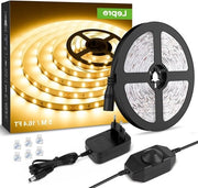 Set di Strisce LED a 5M - Bianco Caldo - Rilevabile 12V Striscia LED Flessibile Adesiva IP20 - Incluso Alimentatore e Controller