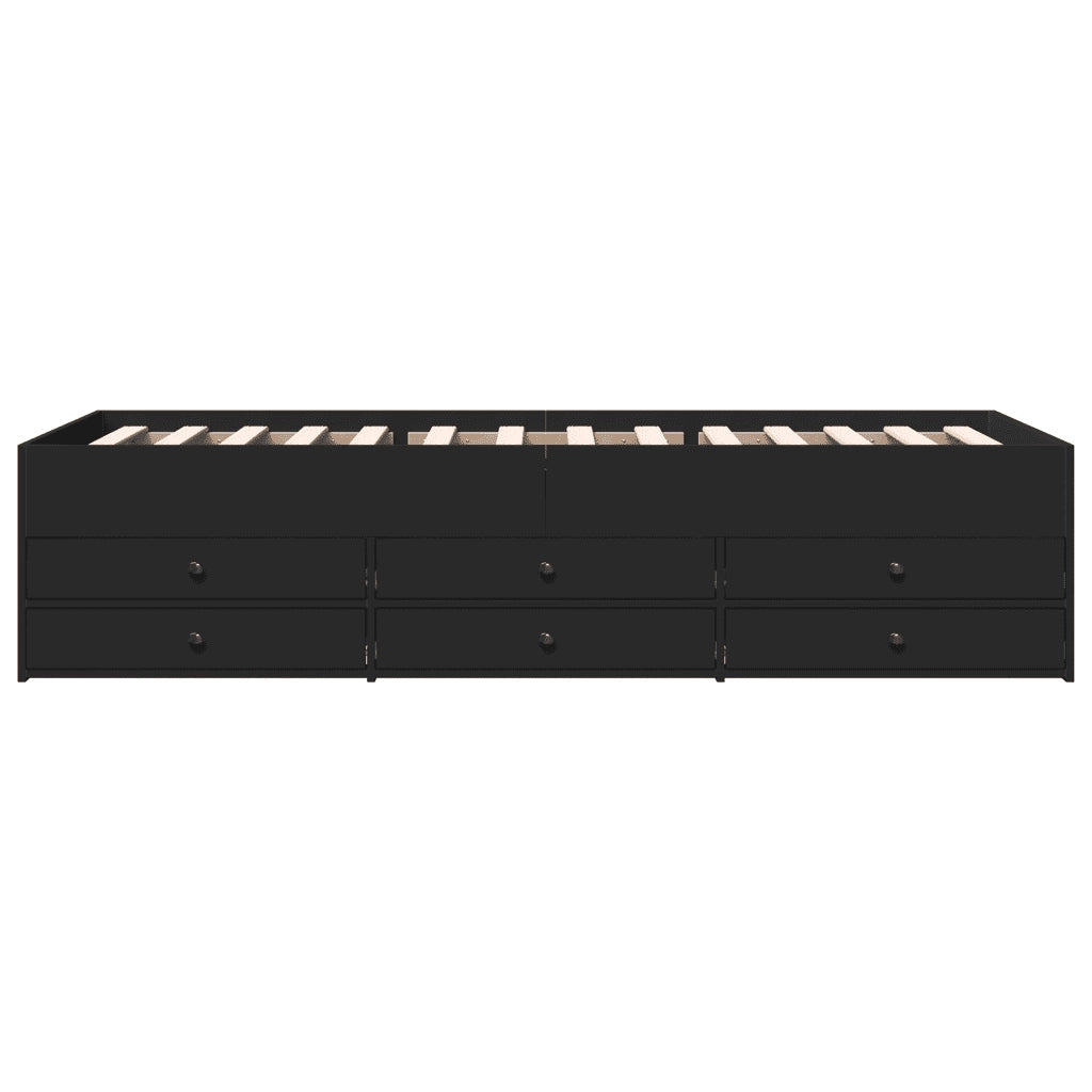 Divano Letto con Cassetti senza Materasso Nero 90x200 cm