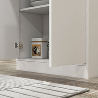 Credenza Cucina Alta con 2 Armadietti e un Cassetto Centrale 70,8x34x180 cm in MDF Bianco