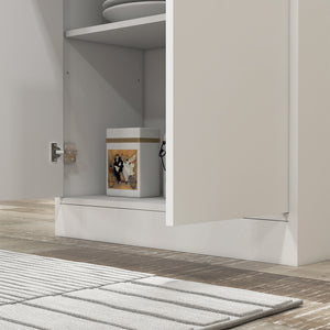 Credenza Cucina Alta con 2 Armadietti e un Cassetto Centrale 70,8x34x180 cm in MDF Bianco
