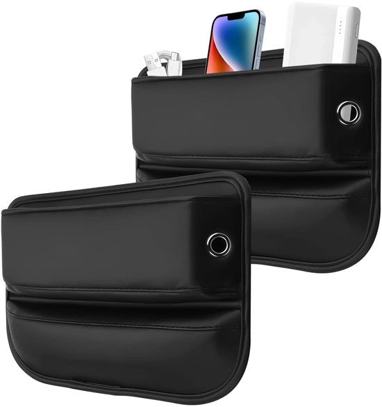 Cassetto di Stoccaggio per Spazio Tra i Sedili - Organizzatore Automatico - Spazio di Magazzino Supplimentare - Nero - Prevenzione di Oggetti Caduti - Adatto a Tutti i Veicoli - Modello Compattato