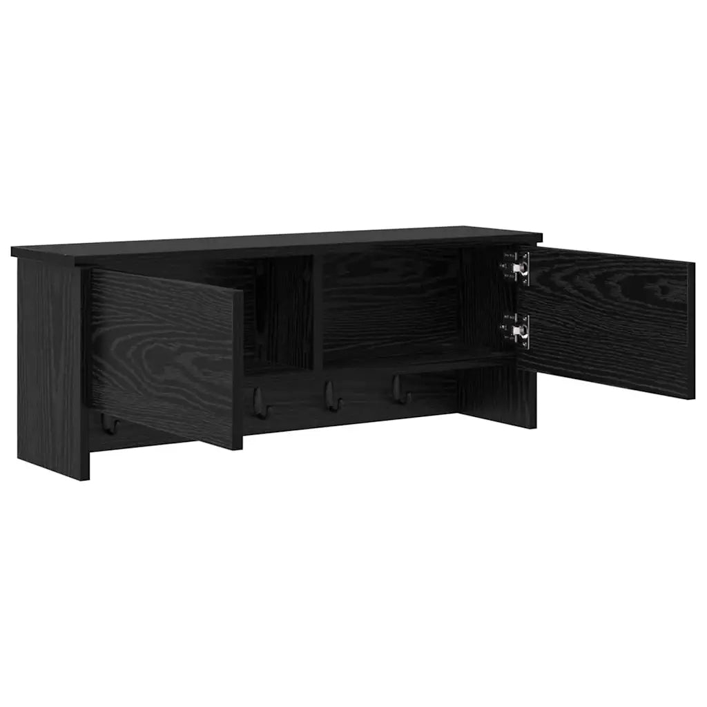 vidaXL Appendiabiti a muro con lo scaffale Rovere nero 80 x 20 x 30 cm