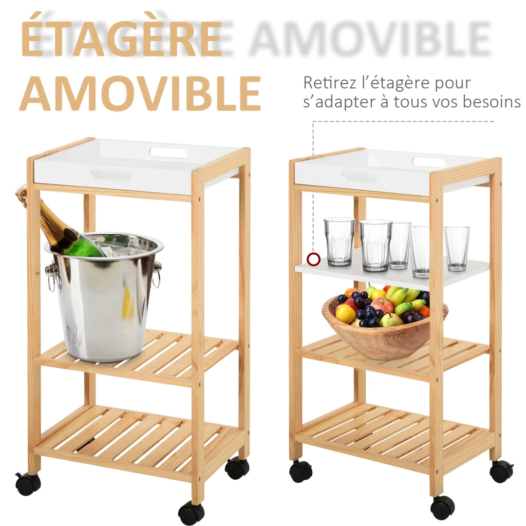 Carrello da cucina 3 ripiani ¨C zephmum ¨C bianco MDF
