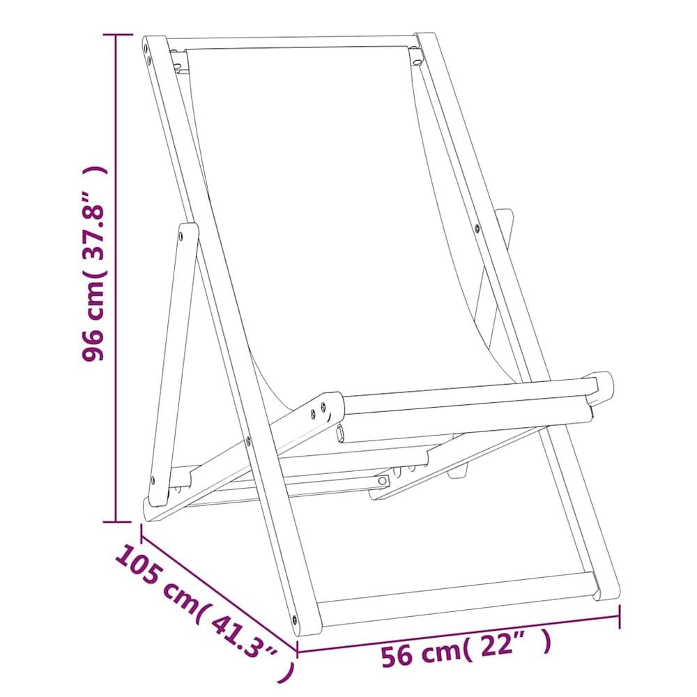 Folding Beach Chair, Solid Teak Wood, Grey