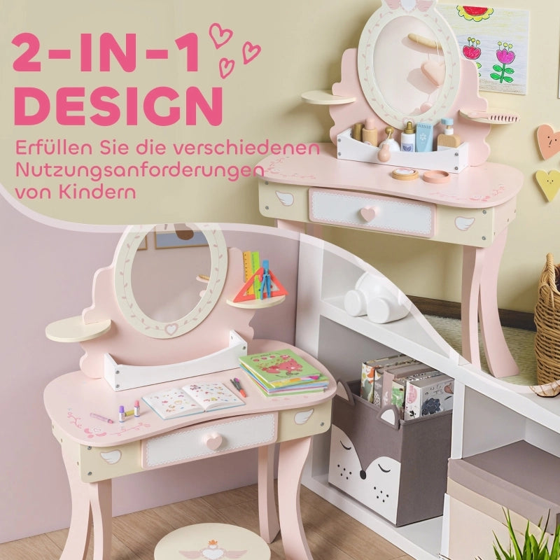 TOELETTA 2 in 1 per bambini con sgabello 59,8x29,6x89,8 cm Rosa