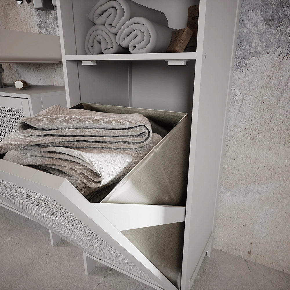Vicco mobiletto bagno Bianco 36 x 98 cm con cesto portabiancheria