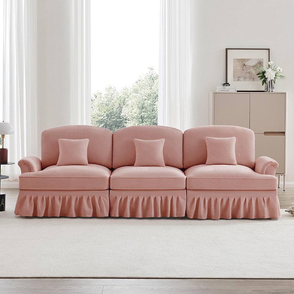 Divano 3 posti classico - Xylo - Stile mid-century, chenille, rosa