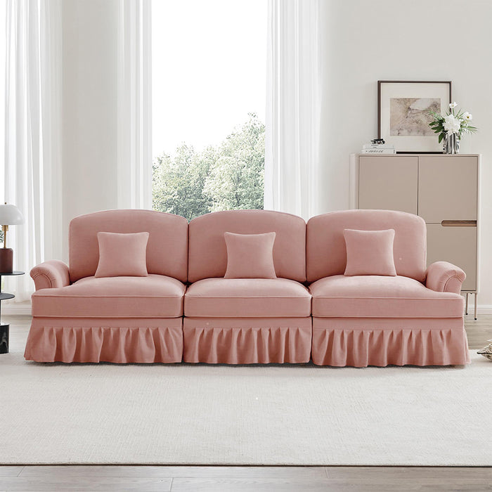 Divano 3 posti classico - Xylo - Stile mid-century, chenille, rosa