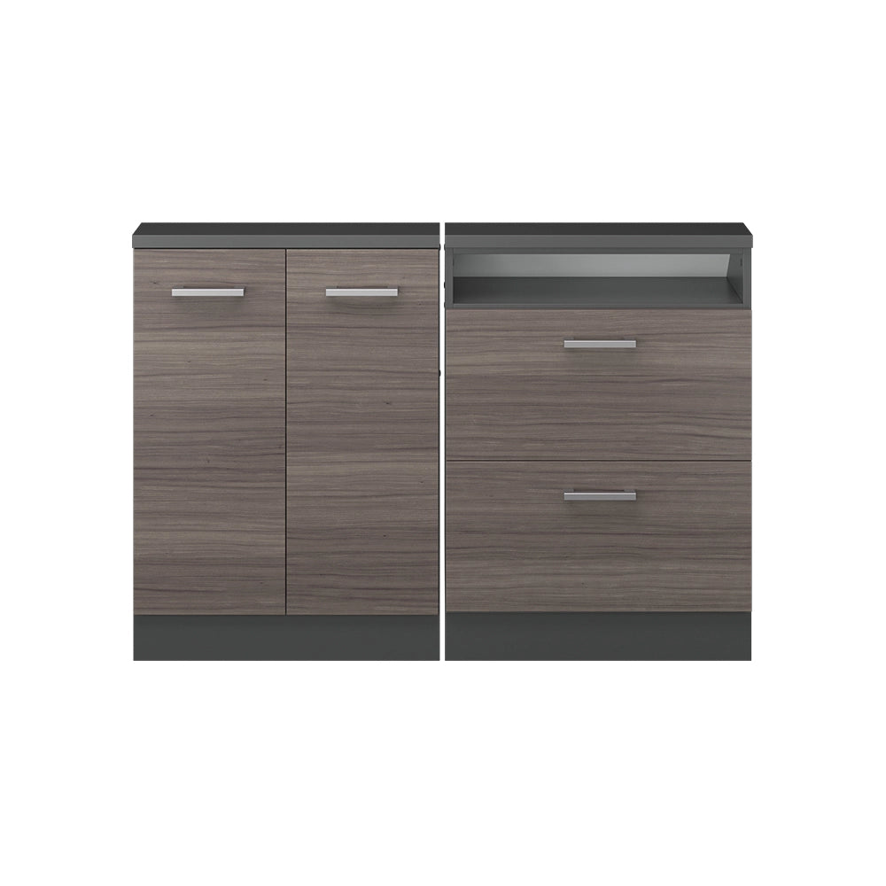 Mobile cucina sottotetto R-Line Grigio nobile/Antracite 120 cm Set di 2 Vicco