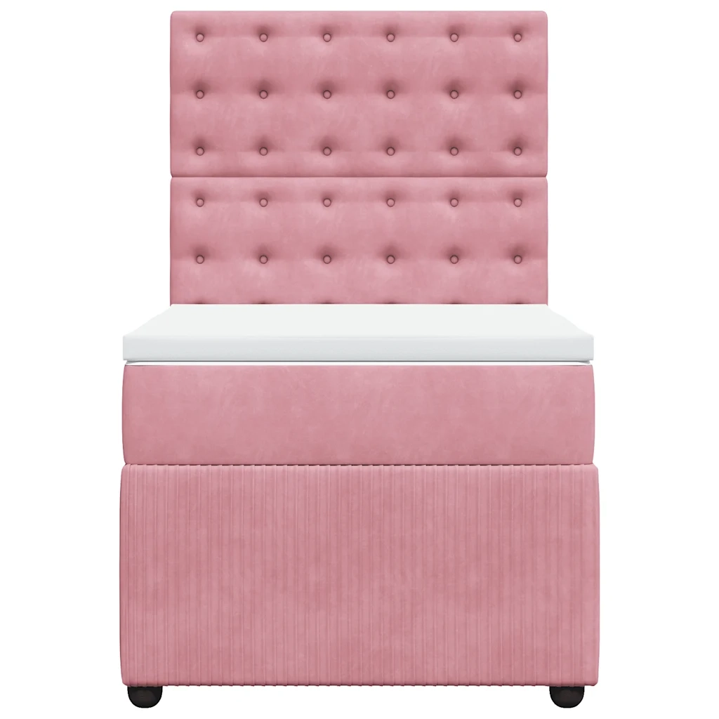 Giroletto a Molle con Materasso Rosa 90x200 cm in Velluto 3292255
