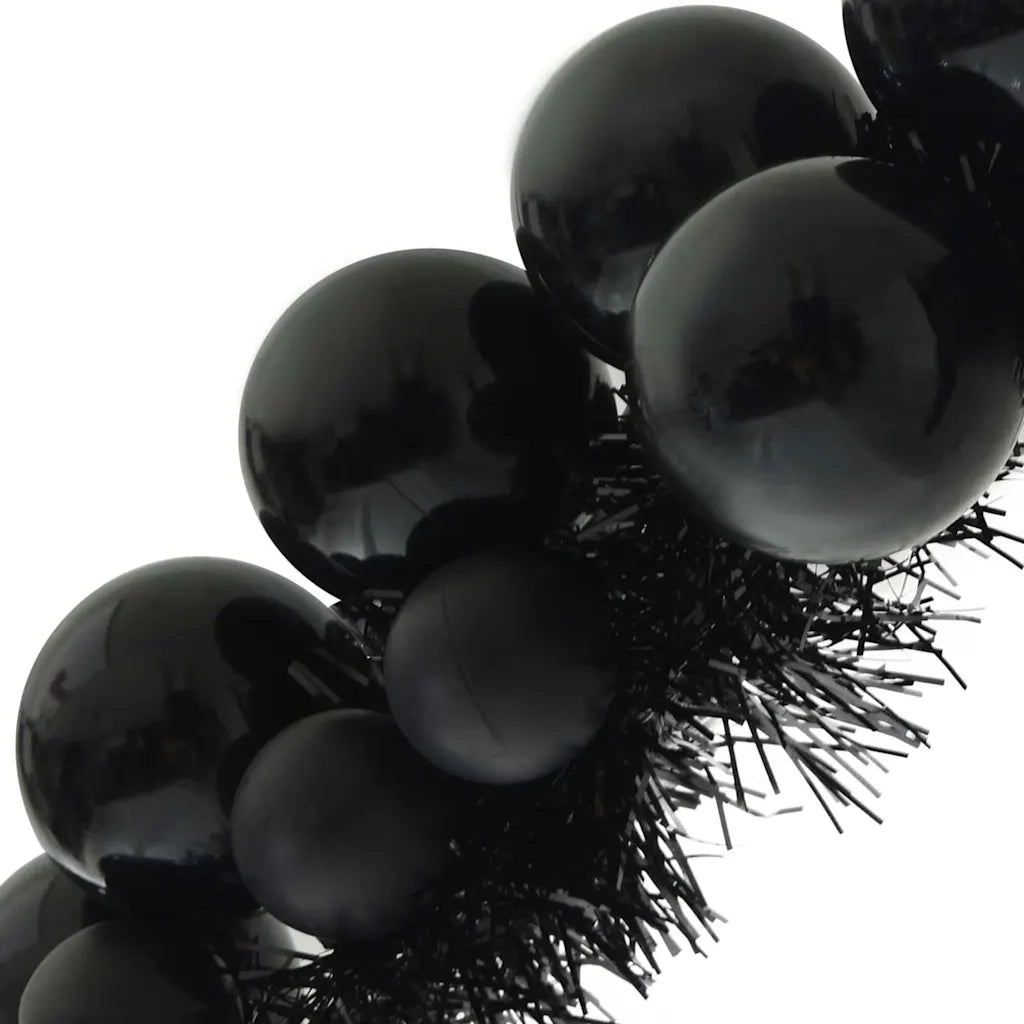 Ghirlanda di Palline di Natale Nero 186 cm Polistirolo