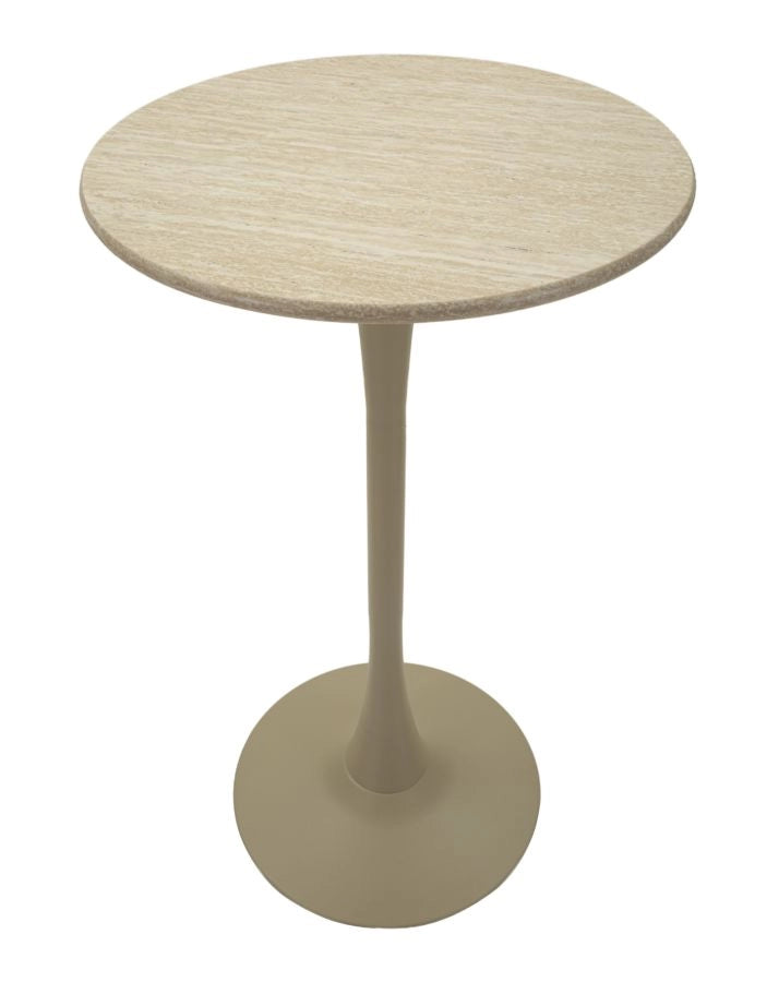 Tavolo Bar Alaska Crema Ø60x106 cm in MDF e Ferro Crema